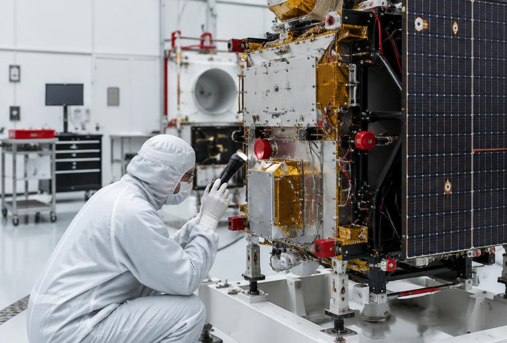 Spacecraft component inspection in a clean room