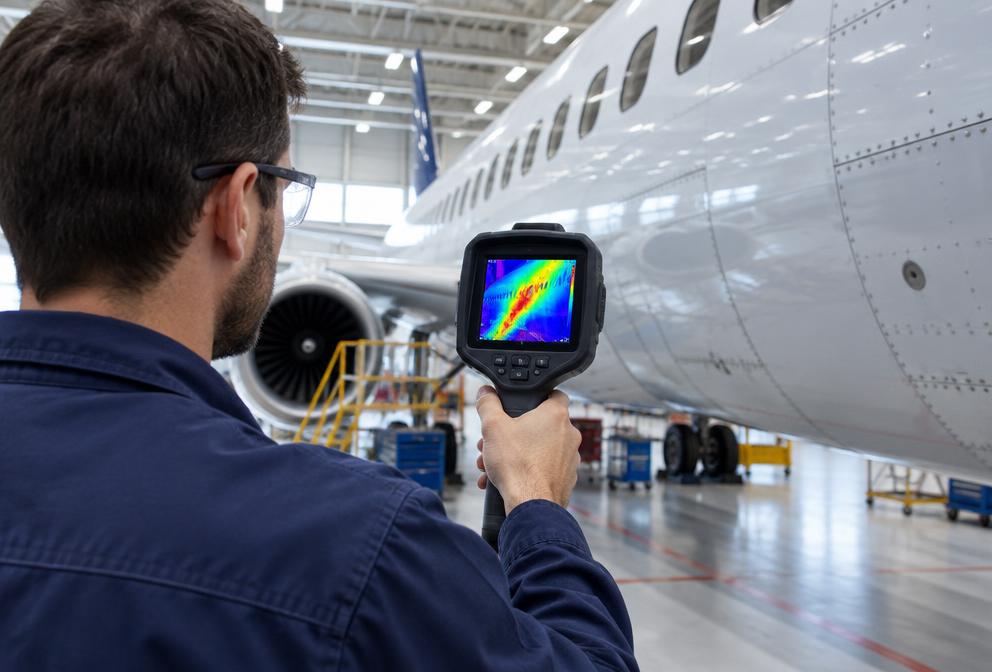 Thermal imaging inspection of an aircraft fuselage